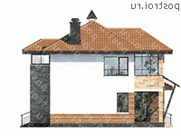 T-161-1P проект двухэтажного дома из пеноблоков размером 11 на 14  - вид справа