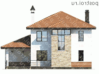 T-161-1P проект двухэтажного дома из пеноблоков размером 11 на 14  - вид сзади