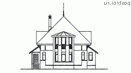 T-164-1P проект одноэтажного дома из пеноблоков с мансардой размером 9 на 9  - вид спереди