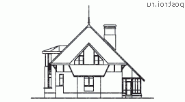 T-164-1P проект одноэтажного дома из пеноблоков с мансардой размером 9 на 9  - вид слева