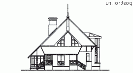 T-164-1P проект одноэтажного дома из пеноблоков с мансардой размером 9 на 9  - вид справа