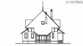 T-164-1P проект одноэтажного дома из пеноблоков с мансардой размером 9 на 9  - вид сзади