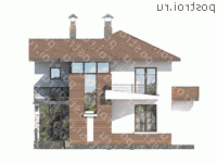 T-166-2P проект двухэтажного дома из пеноблоков размером 14 на 11  - вид спереди