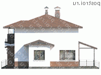 T-166-2P проект двухэтажного дома из пеноблоков размером 14 на 11  - вид слева