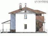 T-166-2P проект двухэтажного дома из пеноблоков размером 14 на 11  - вид справа