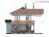 T-166-2P проект двухэтажного дома из пеноблоков размером 14 на 11  - вид сзади