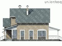 T-181-1P проект двухэтажного дома из пеноблоков с гаражом размером 16 на 9  - вид слева