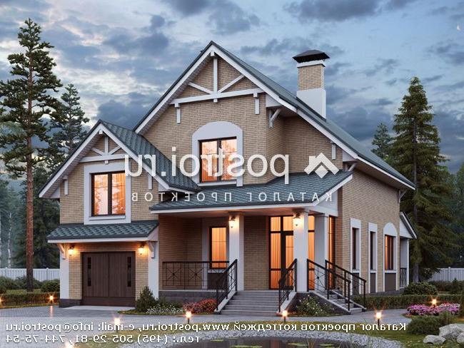 T-181-1P проект двухэтажного дома из пеноблоков с гаражом размером 16 на 9 