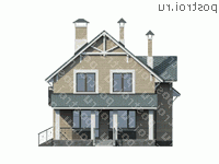 T-181-1P проект двухэтажного дома из пеноблоков с гаражом размером 16 на 9  - вид сзади