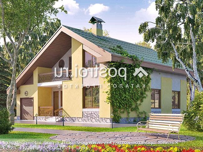 T-185-1K проект двухэтажного дома из кирпича с гаражом размером 11 на 13 