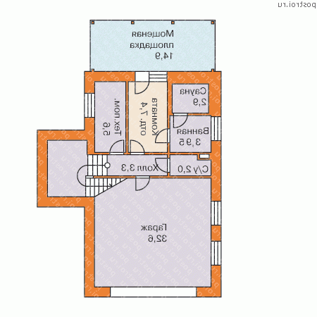 T-192-3P проект двухэтажного коттеджа из пенобетона с цоколем и гаражом размером 11 на 9  - цоколь