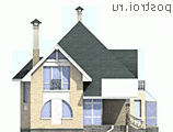 T-196-1P проект двухэтажного дома из пеноблоков размером 12 на 14  - вид справа
