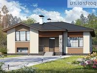 T-198-1P проект одноэтажного коттеджа из пенобетона с цоколем размером 13 на 14 