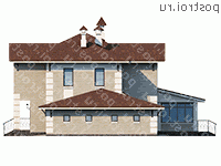 T-205-2P проект двухэтажного дома из газобетона с гаражом размером 17 на 16  - вид слева