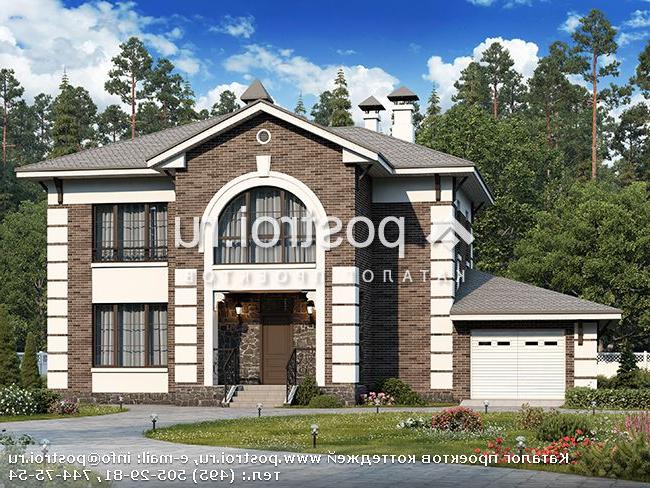 T-205-2P проект двухэтажного дома из газобетона с гаражом размером 17 на 16 