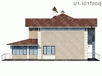 T-205-2P проект двухэтажного дома из газобетона с гаражом размером 17 на 16  - вид справа