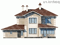 T-205-2P проект двухэтажного дома из газобетона с гаражом размером 17 на 16  - вид сзади