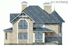 T-212-1P проект двухэтажного дома из пенобетона размером 14 на 11  - вид спереди