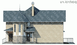 T-212-1P проект двухэтажного дома из пенобетона размером 14 на 11  - вид слева