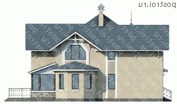 T-212-1P проект двухэтажного дома из пенобетона размером 14 на 11  - вид справа