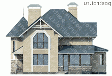 T-212-1P проект двухэтажного дома из пенобетона размером 14 на 11  - вид сзади