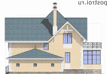 T-213-1P проект двухэтажного дома из пенобетона с гаражом размером 15 на 15  - вид слева