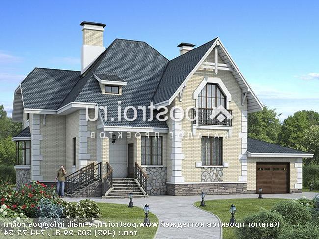 T-213-1P проект двухэтажного дома из пенобетона с гаражом размером 15 на 15 