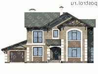 T-220-2P проект двухэтажного дома из газобетона с гаражом размером 15 на 16 - вид спереди