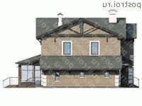 T-220-2P проект двухэтажного дома из газобетона с гаражом размером 15 на 16 - вид справа