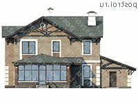 T-220-2P проект двухэтажного дома из газобетона с гаражом размером 15 на 16 - вид сзади