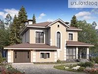 T-223-1P проект двухэтажного коттеджа из газобетона с гаражом размером 14 на 16 