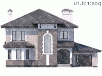 T-244-1P проект двухэтажного дома из газобетона с гаражом размером 14 на 15 - вид спереди T-244-1P проект двухэтажного дома из газобетона с гаражом размером 14 на 15 - вид спереди