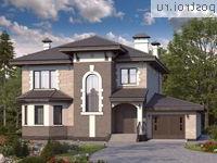 T-244-1P проект двухэтажного дома из газобетона с гаражом размером 14 на 15 