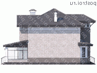 T-244-1P проект двухэтажного дома из газобетона с гаражом размером 14 на 15 - вид справа T-244-1P проект двухэтажного дома из газобетона с гаражом размером 14 на 15 - вид справа