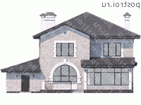 T-244-1P проект двухэтажного дома из газобетона с гаражом размером 14 на 15 - вид сзади T-244-1P проект двухэтажного дома из газобетона с гаражом размером 14 на 15 - вид сзади