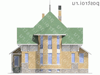 T-254-1P проект двухэтажного коттеджа из пеноблоков с цоколем размером 12 на 13  - вид спереди