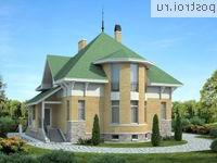 T-254-1P проект двухэтажного коттеджа из пеноблоков с цоколем размером 12 на 13 