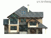 T-261-1P проект двухэтажного дома из пеноблоков с гаражом размером 16 на 17 - вид спереди T-261-1P проект двухэтажного дома из пеноблоков с гаражом размером 16 на 17 - вид спереди