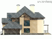 T-261-1P проект двухэтажного дома из пеноблоков с гаражом размером 16 на 17 - вид слева T-261-1P проект двухэтажного дома из пеноблоков с гаражом размером 16 на 17 - вид слева