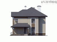 T-264-1K проект двухэтажного дома из кирпича размером 19 на 12 - вид слева