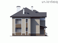 T-264-1K проект двухэтажного дома из кирпича размером 19 на 12 - вид справа