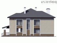 T-264-1K проект двухэтажного дома из кирпича размером 19 на 12 - вид сзади