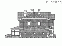 T-284-1P проект двухэтажного дома из пеноблоков с гаражом размером 15 на 20  - вид слева