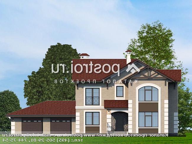 T-284-1P проект двухэтажного дома из пеноблоков с гаражом размером 15 на 20 