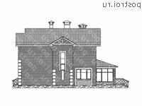 T-284-1P проект двухэтажного дома из пеноблоков с гаражом размером 15 на 20  - вид справа