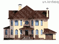 T-287-1P проект двухэтажного дома из пеноблоков с гаражом размером 16 на 15 - вид спереди