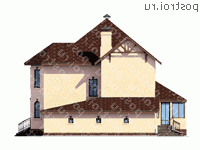 T-287-1P проект двухэтажного дома из пеноблоков с гаражом размером 16 на 15 - вид слева