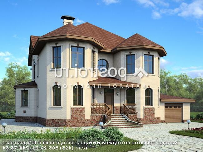 T-287-1P проект двухэтажного дома из пеноблоков с гаражом размером 16 на 15