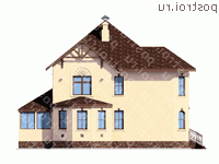 T-287-1P проект двухэтажного дома из пеноблоков с гаражом размером 16 на 15 - вид справа