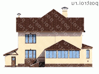 T-287-1P проект двухэтажного дома из пеноблоков с гаражом размером 16 на 15 - вид сзади